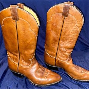 Tony Lama Men’s Brown Leather Vintage Cowboy Boots Size 8